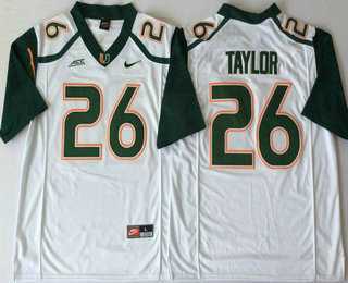 Mens Miami Hurricanes #26 Sean Taylor White Stitched NCAA Nike College Football Jersey->->NCAA Jersey